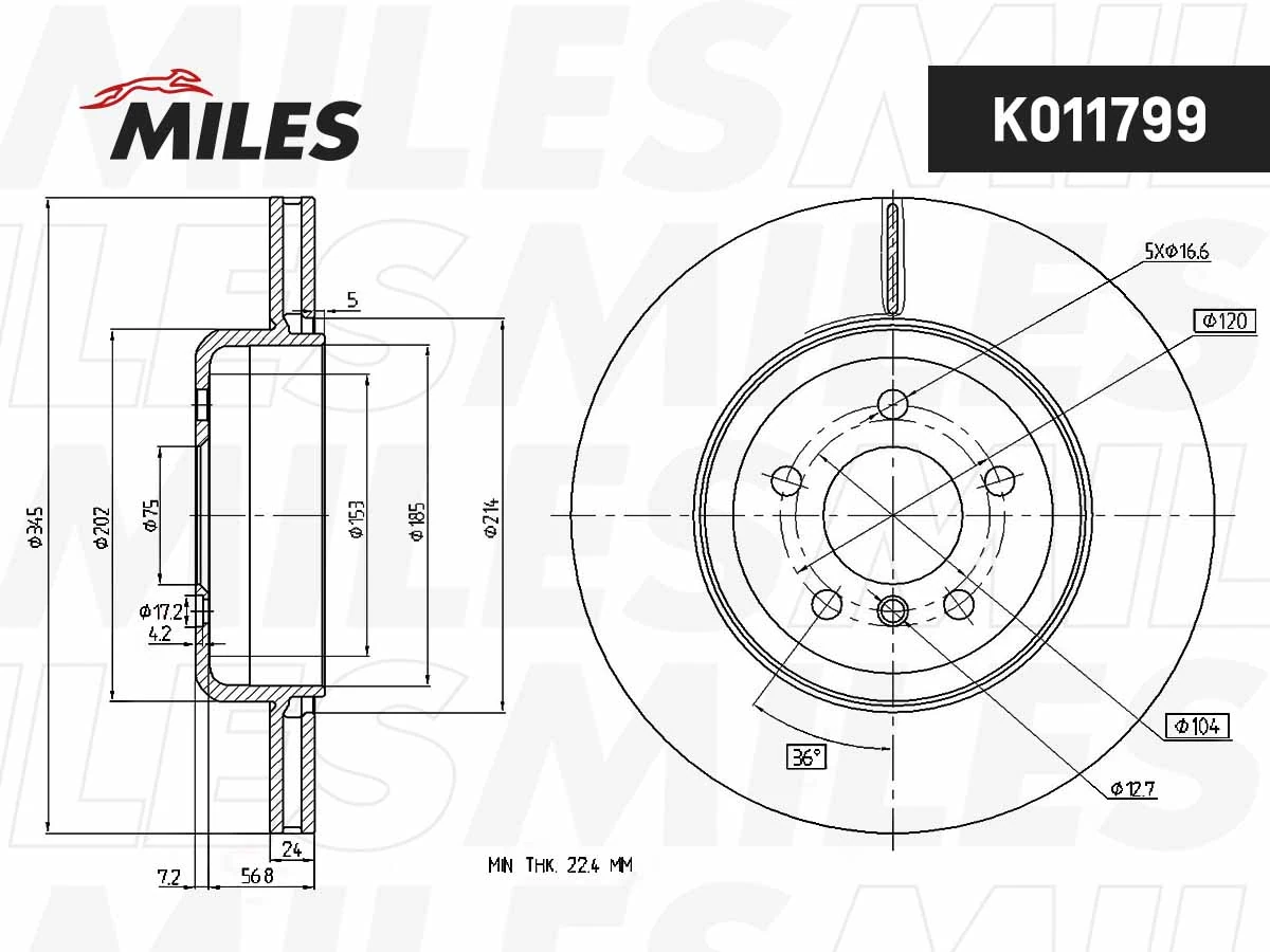 MILES féktárcsa - K011799 - TothCarparts