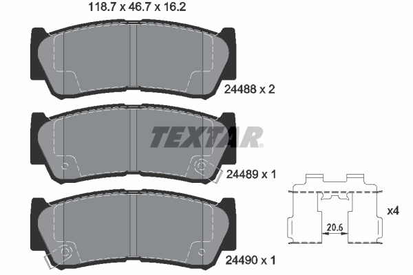TEXTAR fékbetétkészlet, tárcsafék - 2448801SC - TothCarparts