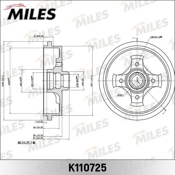 MILES fékdob - K110725 - TothCarparts