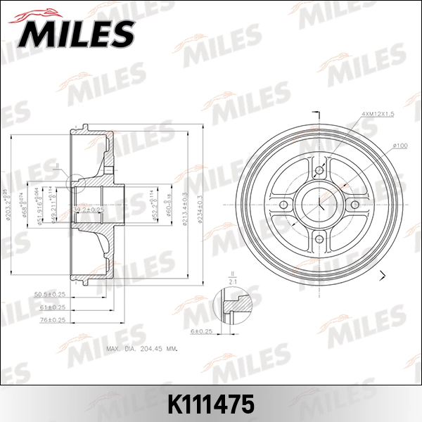 MILES fékdob - K111475 - TothCarparts