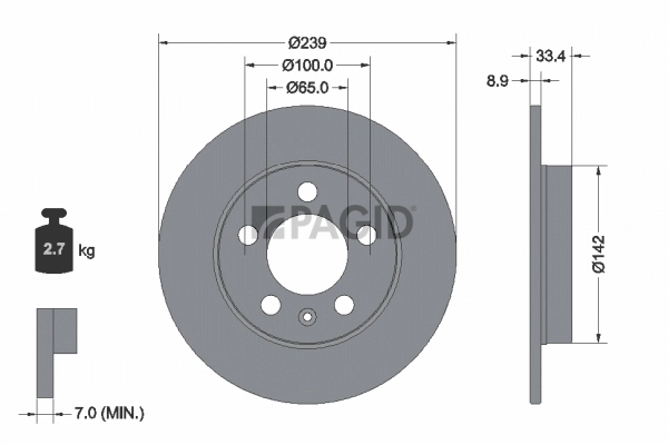 PAGID féktárcsa - 54058NC - TothCarparts