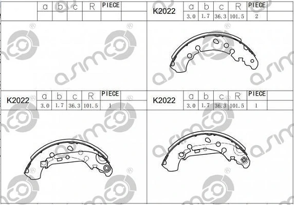 ASIMCO fékpofakészlet - K2022 - TothCarparts