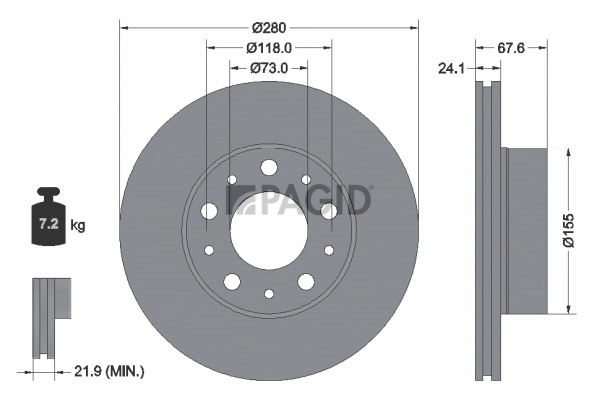PAGID féktárcsa - 55751NC - TothCarparts