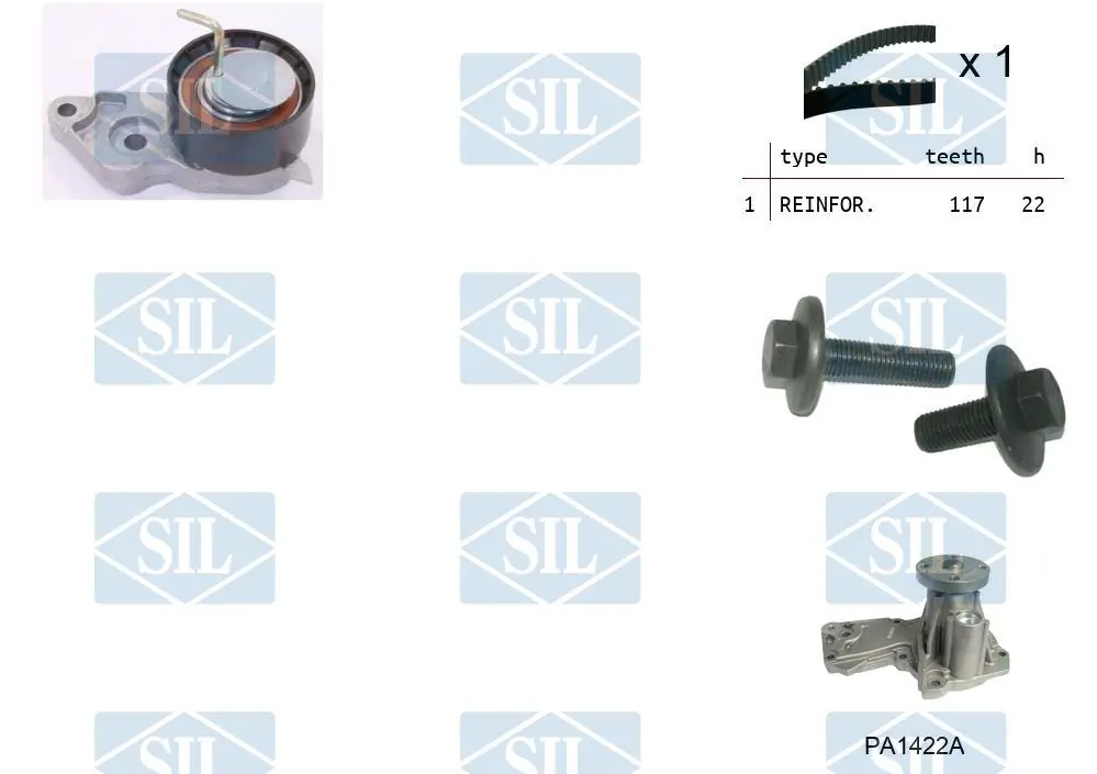 Saleri SIL Vízpumpa + fogasszíj készlet - K2PA1422A - TothCarparts