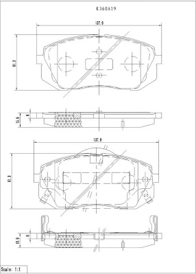 NPS fékbetétkészlet, tárcsafék - K360A19 - TothCarparts