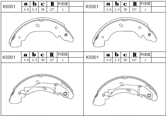 ASIMCO fékpofakészlet - K6001 - TothCarparts