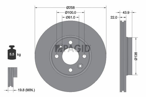 PAGID féktárcsa - 55415NC - TothCarparts