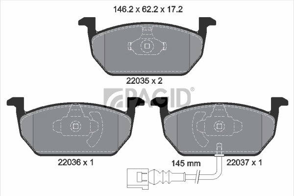 PAGID fékbetétkészlet, tárcsafék - T2438N - TothCarparts