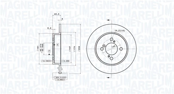 MAGNETI MARELLI féktárcsa - 360406208001 - TothCarparts