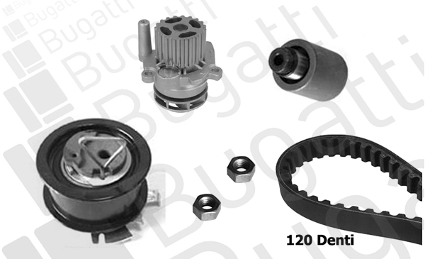 BUGATTI Vízpumpa + fogasszíj készlet - KBU10380C - TothCarparts