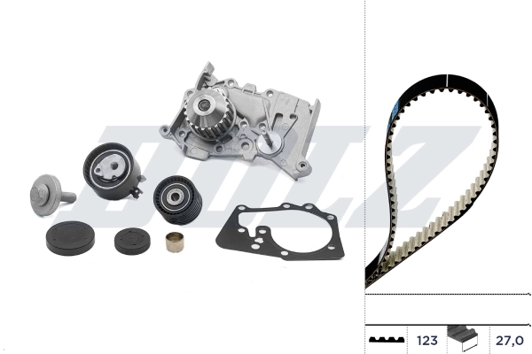 DOLZ Vízpumpa + fogasszíj készlet - KD073 - TothCarparts