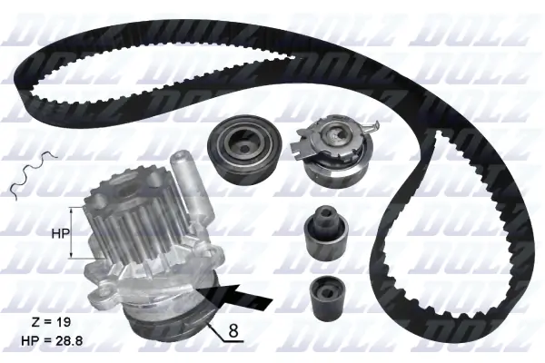 DOLZ Vízpumpa + fogasszíj készlet - KD100 - TothCarparts