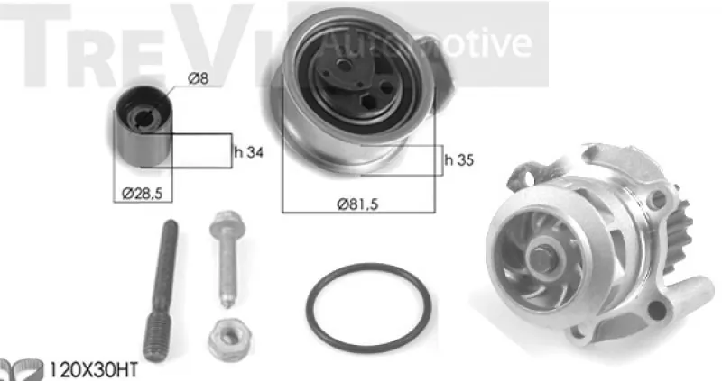 TREVI AUTOMOTIVE Vízpumpa + fogasszíj készlet - KD1266HP1 - TothCarparts