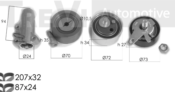 TREVI AUTOMOTIVE Fogasszíjkészlet - KD1296 - TothCarparts