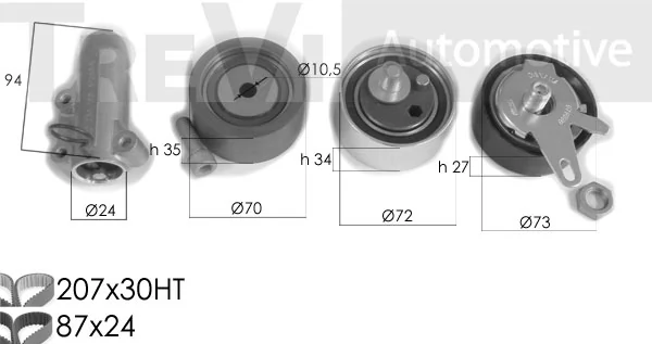 TREVI AUTOMOTIVE Fogasszíjkészlet - KD1297 - TothCarparts
