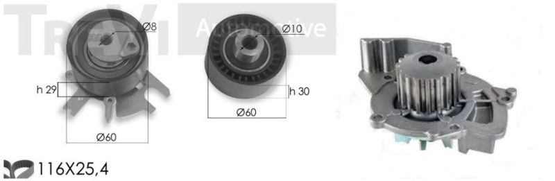 TREVI AUTOMOTIVE Vízpumpa + fogasszíj készlet - KD1320HP - TothCarparts
