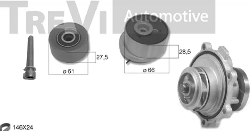TREVI AUTOMOTIVE Vízpumpa + fogasszíj készlet - KD1382HP - TothCarparts
