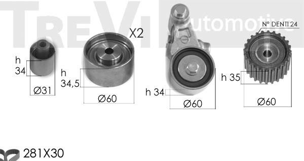TREVI AUTOMOTIVE Fogasszíjkészlet - KD1454 - TothCarparts
