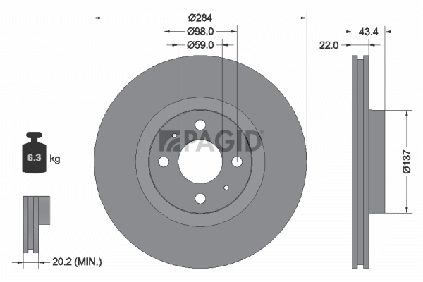 PAGID féktárcsa - 51808NC - TothCarparts