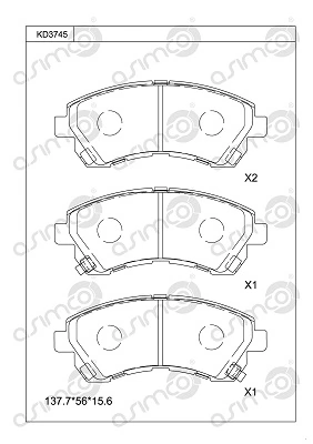 ASIMCO fékbetétkészlet, tárcsafék - KD3745 - TothCarparts