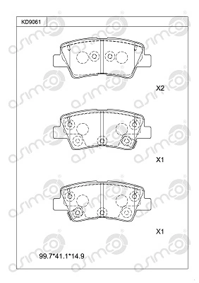 ASIMCO fékbetétkészlet, tárcsafék - KD9061 - TothCarparts