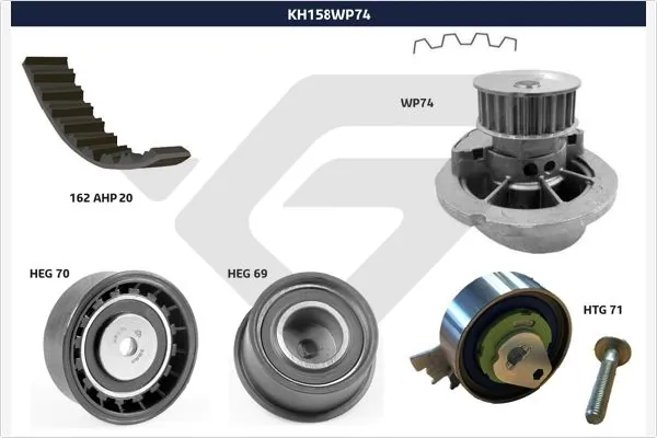 HUTCHINSON Vízpumpa + fogasszíj készlet - KH 158WP74 - TothCarparts