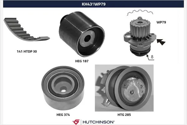 HUTCHINSON Vízpumpa + fogasszíj készlet - KH 431WP79 - TothCarparts