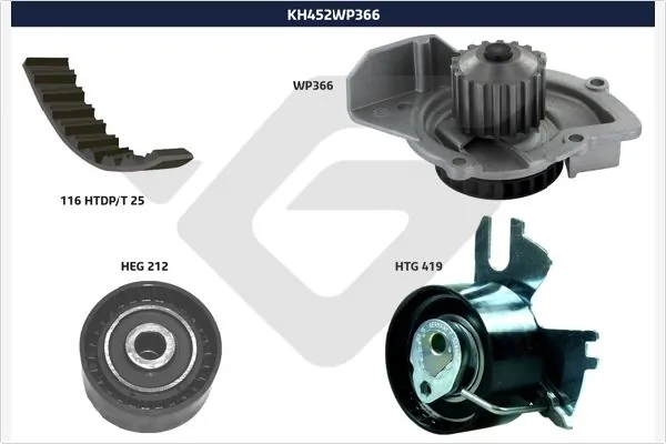 HUTCHINSON Vízpumpa + fogasszíj készlet - KH 452WP366 - TothCarparts