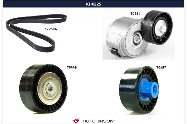 HUTCHINSON hosszbordás szíj készlet - KHV 225 - TothCarparts
