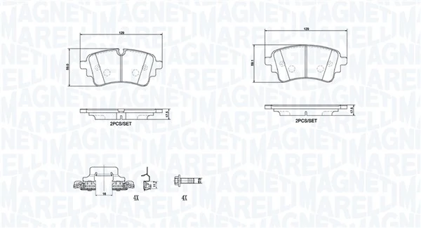 MAGNETI MARELLI fékbetétkészlet, tárcsafék - 363700485186 - TothCarparts