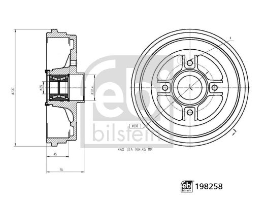 FEBI BILSTEIN fékdob - 198258 - TothCarparts