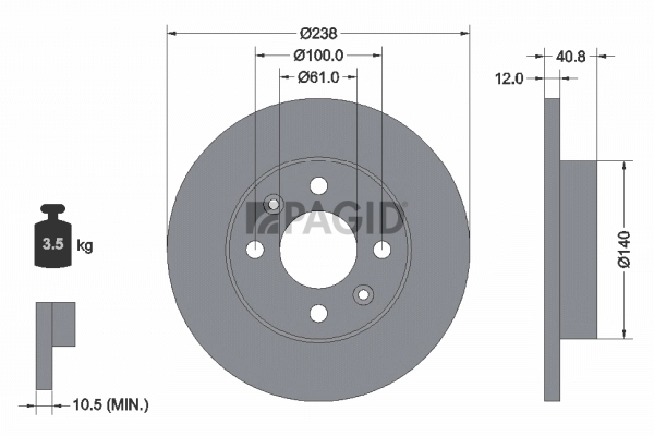 PAGID féktárcsa - 52803NC - TothCarparts
