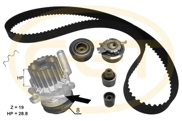 GGT Vízpumpa + fogasszíj készlet - KPA20100 - TothCarparts
