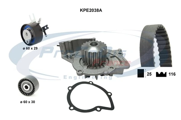 PROCODIS FRANCE Vízpumpa + fogasszíj készlet - KPE2038A - TothCarparts