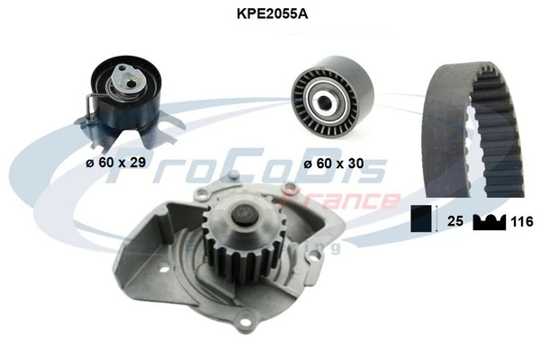 PROCODIS FRANCE Vízpumpa + fogasszíj készlet - KPE2055A - TothCarparts