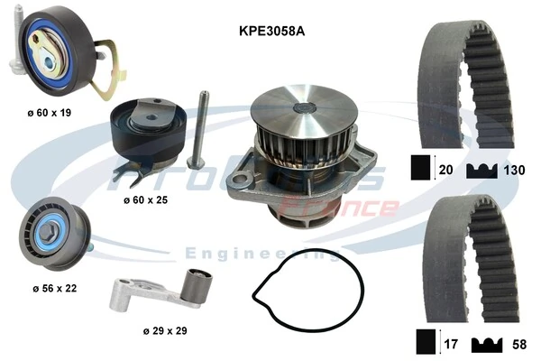 PROCODIS FRANCE Vízpumpa + fogasszíj készlet - KPE3058A - TothCarparts