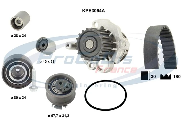PROCODIS FRANCE Vízpumpa + fogasszíj készlet - KPE3094A - TothCarparts