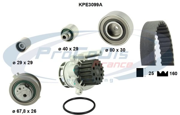 PROCODIS FRANCE Vízpumpa + fogasszíj készlet - KPE3099A - TothCarparts