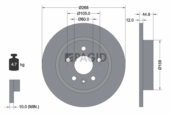 PAGID féktárcsa - 55055NC - TothCarparts