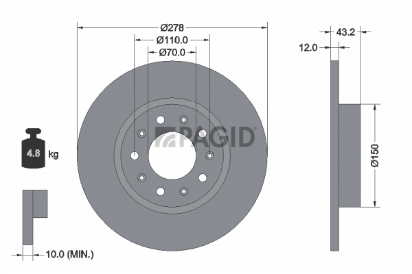 PAGID féktárcsa - 55210NC - TothCarparts