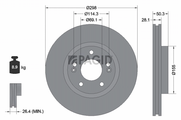 PAGID féktárcsa - 55536NC - TothCarparts