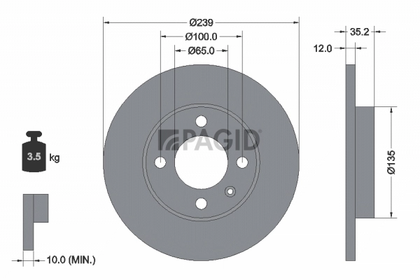 PAGID féktárcsa - 53908NC - TothCarparts