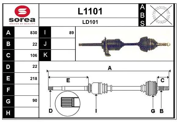 SNRA hajtótengely - L1101 - TothCarparts