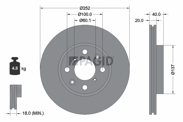 PAGID féktárcsa - 54489NC - TothCarparts