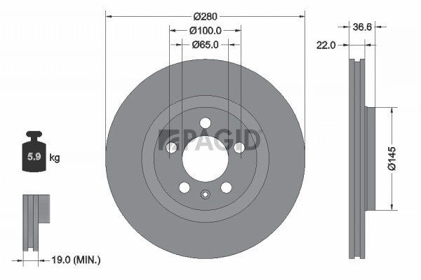 PAGID féktárcsa - 53954NHC - TothCarparts