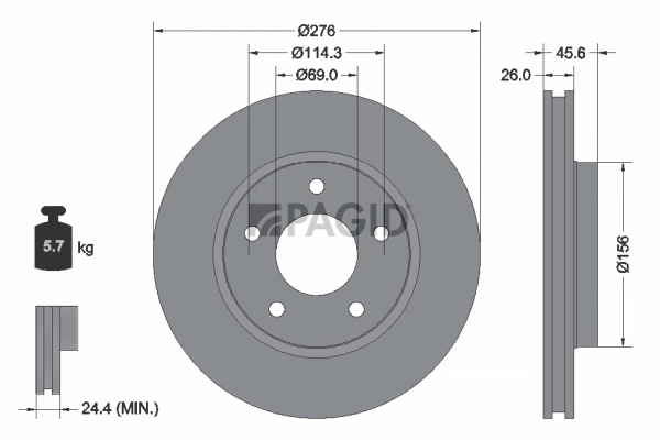PAGID féktárcsa - 54974NC - TothCarparts