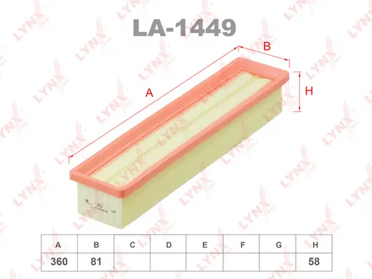 LYNXAUTO légszűrő - LA-1449 - TothCarparts
