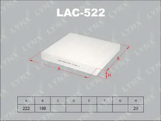 LYNXAUTO szűrő, utastér levegő - LAC-522 - TothCarparts