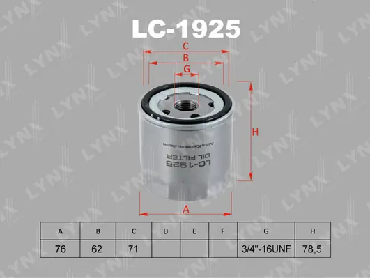 LYNXAUTO olajszűrő - LC-1925 - TothCarparts