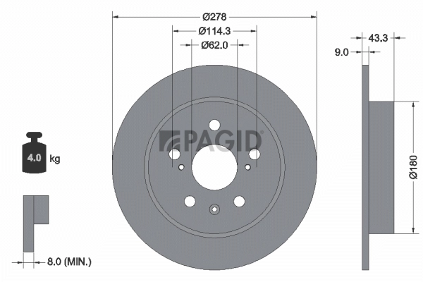 PAGID féktárcsa - 55253NC - TothCarparts